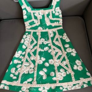 Anthropologie Green Embroidered Emma Dress